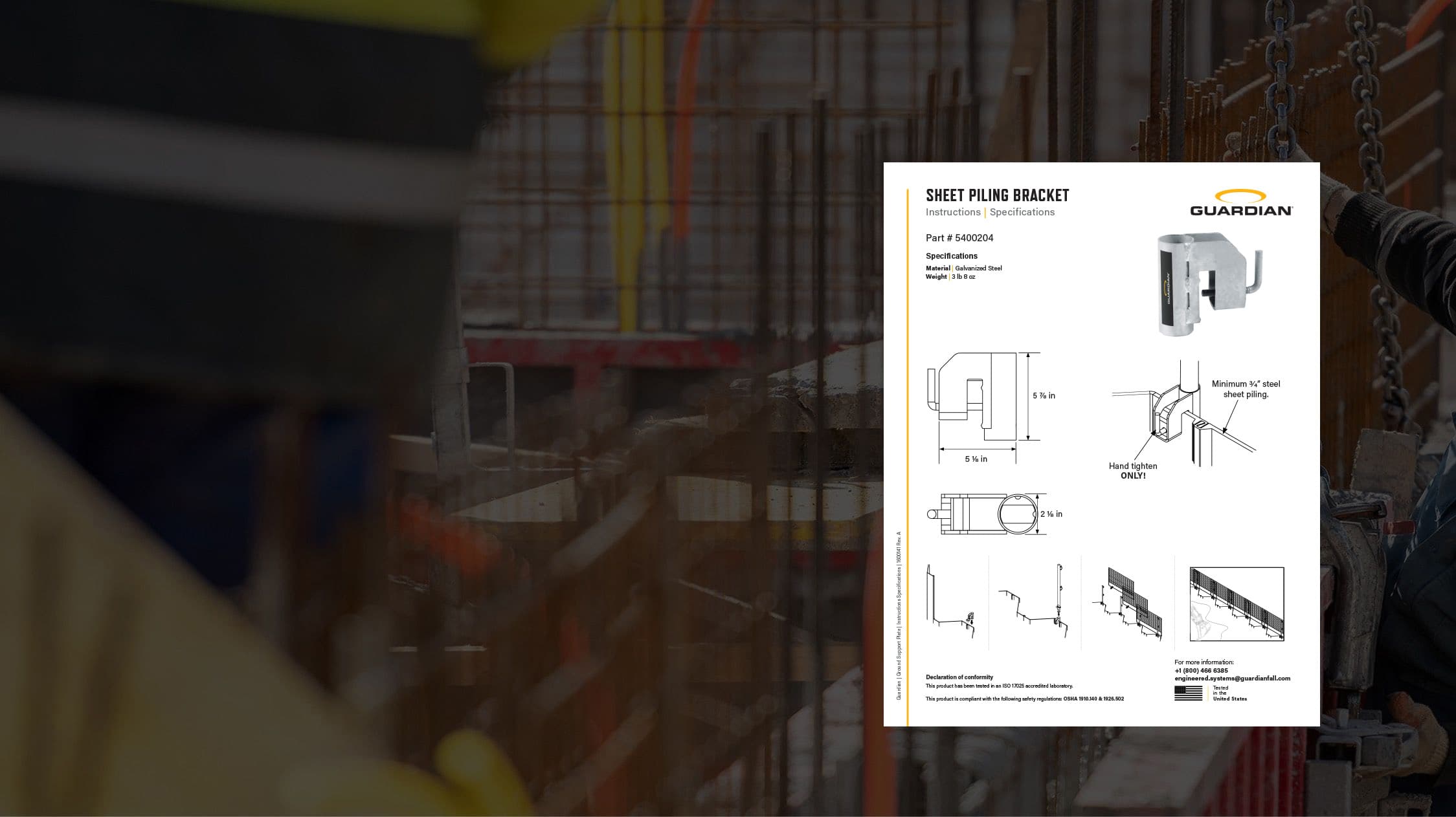 1600141 Rev. a Guardian 5400204 Sheet Pile Bracket Us Web
